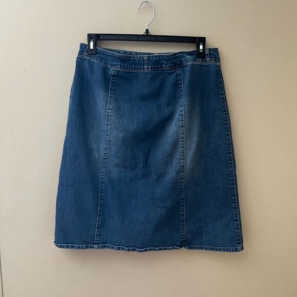 CATO Denim Straight Skirt Blue Button Down Modest - 14 - Picture 3 of 5